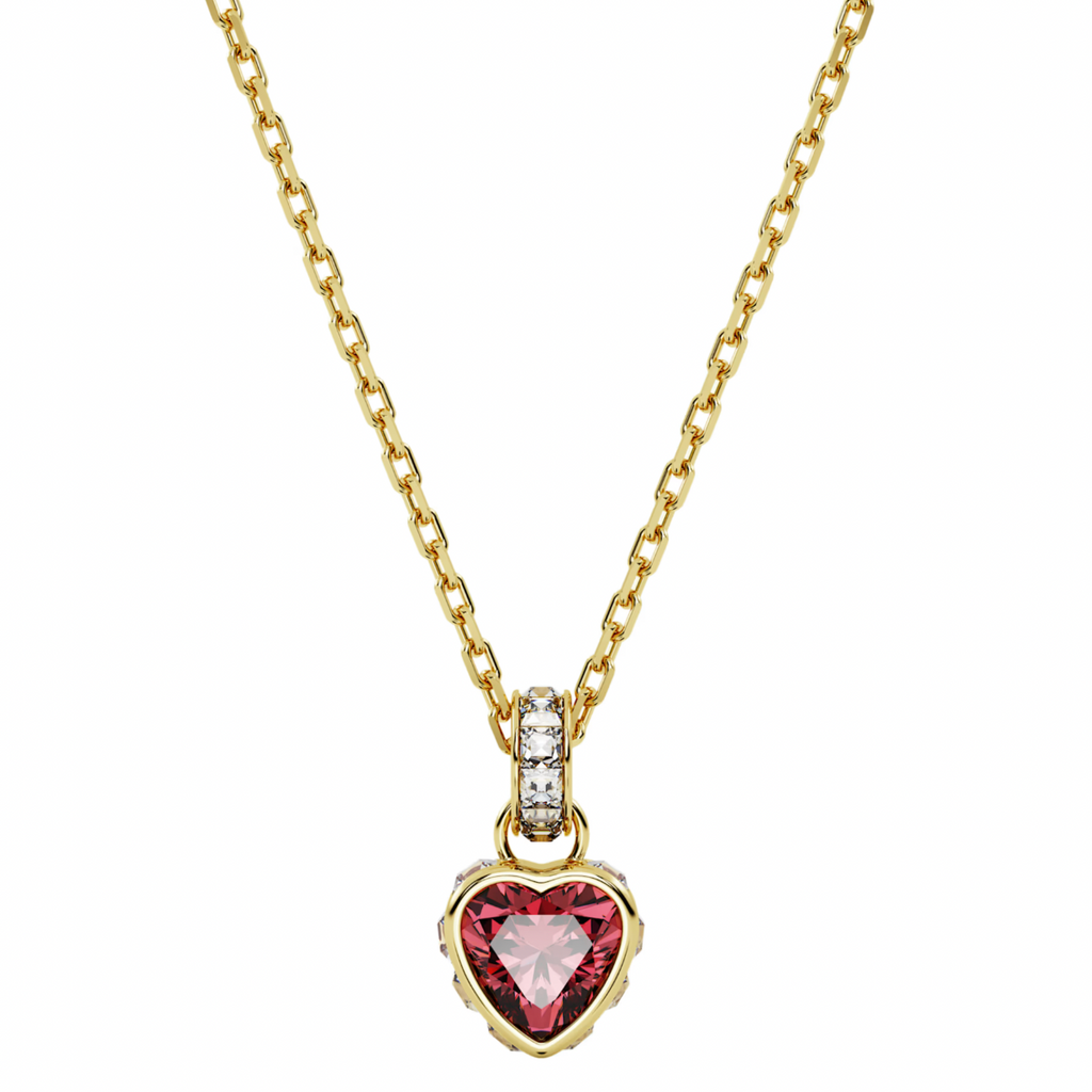 Chroma: Red Heart Gold Drop Earrings