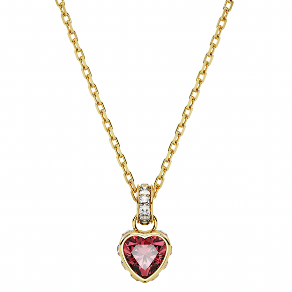 Chroma: Red Heart Gold Drop Earrings