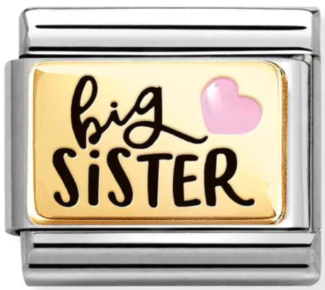 Family - Big Sister with Pink Heart Gold Charm