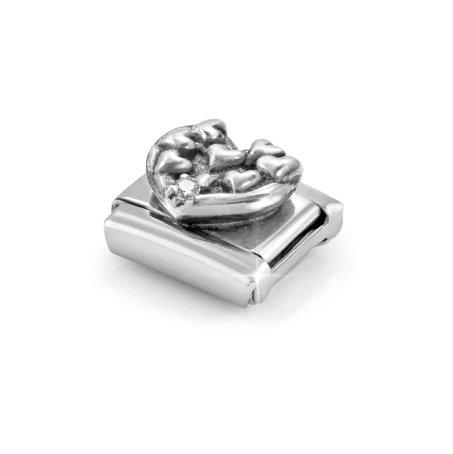 Family - Tree of Life Heart with CZ Oxidised Silver Charm