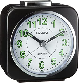 Casio Traveller's Analog Clock, Light, Alarm, SNOOZE FUNCTION, White Face - 3 colours