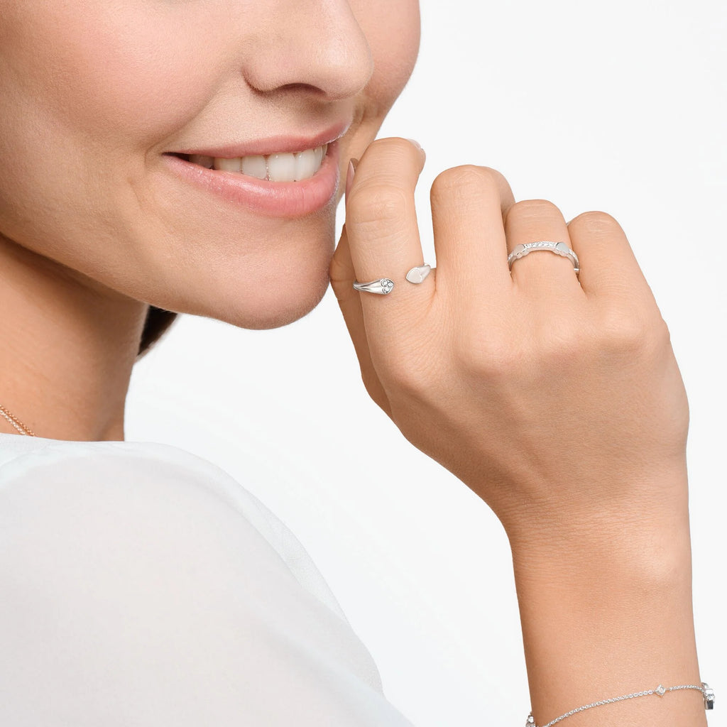 Charming CZ Pave with Hearts Silver Ring