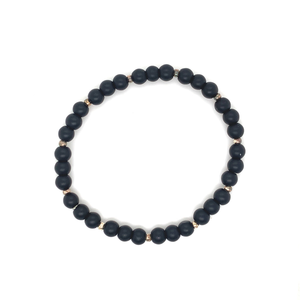 Crystal Bracelet - Black Smooth Matte Onyx Elastic Bracelet