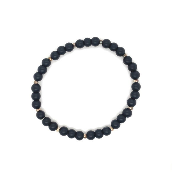 Crystal Bracelet - Black Smooth Matte Onyx Elastic Bracelet