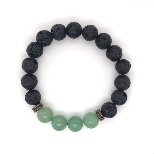 Crystal Bracelet - Aventurine & Black Lava Stone