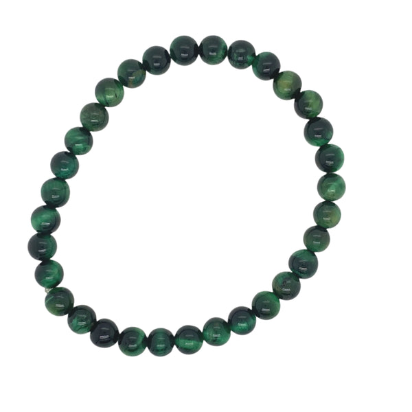 Crystal Bracelet - 6mm Green Tiger Eye Elastic Bracelet