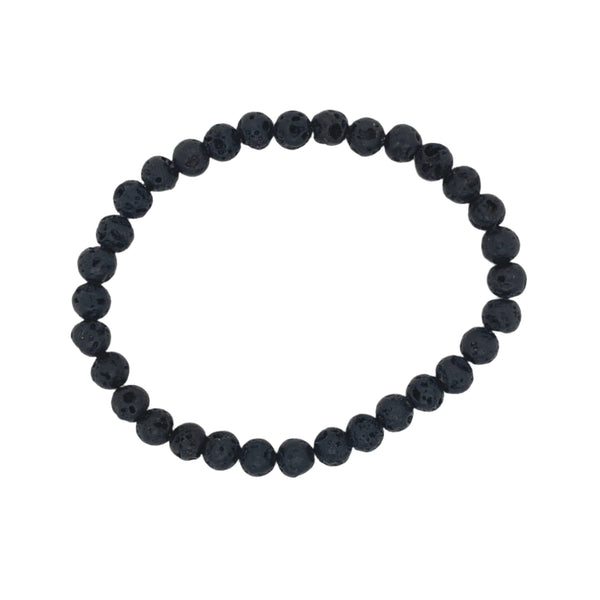 Crystal Bracelet - 6mm Black Lava Stone