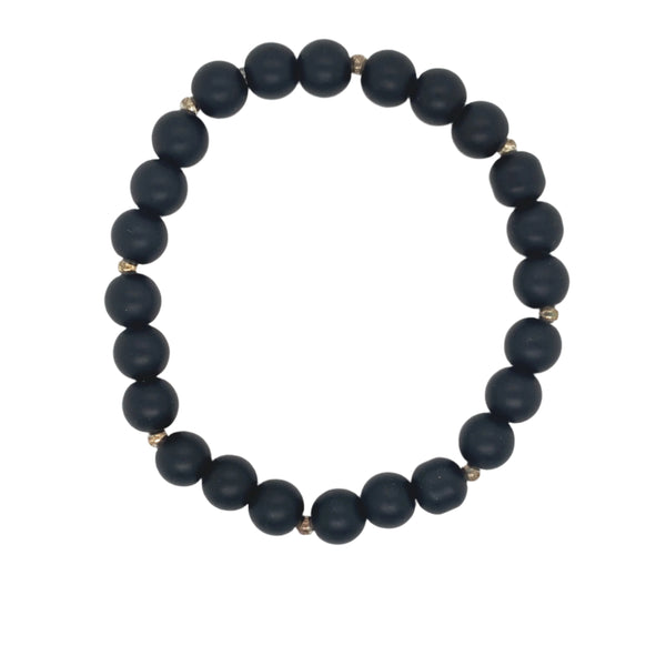 Crystal Bracelet - Black Smooth Matte Onyx Elastic Bracelet