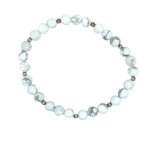 Crystal Bracelet - 6mm Howlite Elastic Bracelet
