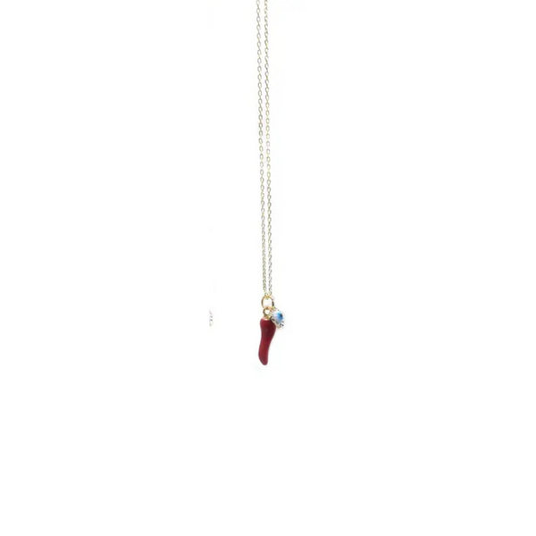Cornicello Chilli & Mati Eye Charm Necklace