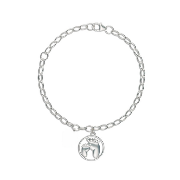 My Little Angel:  Bowie Belcher Bracelet with Footprint Charm Silver