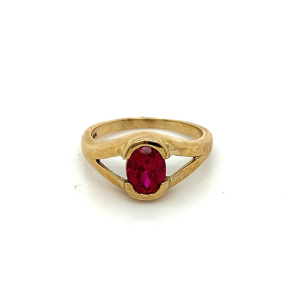 Created Ruby Gold Ring