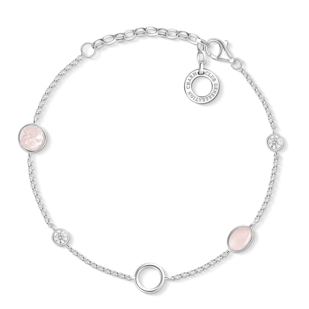 Pink Stone Silver Bracelet