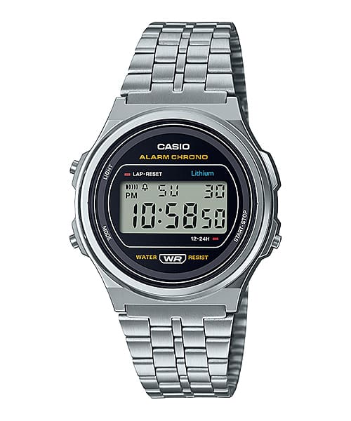 Casio Vintage Silver Face Round Digital Stainless Steel Band Watch