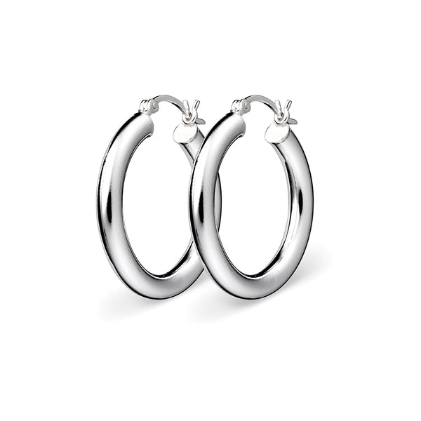 SS Round Tube Hoop Earrings