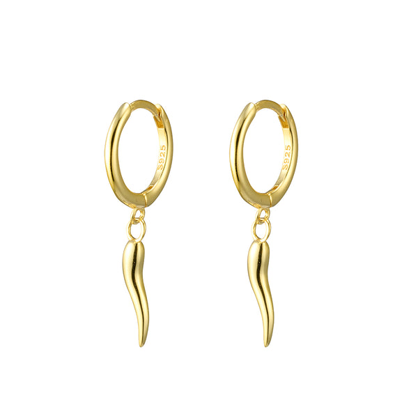 Plain Huggie Earrings with Cornicello Chilli Charm