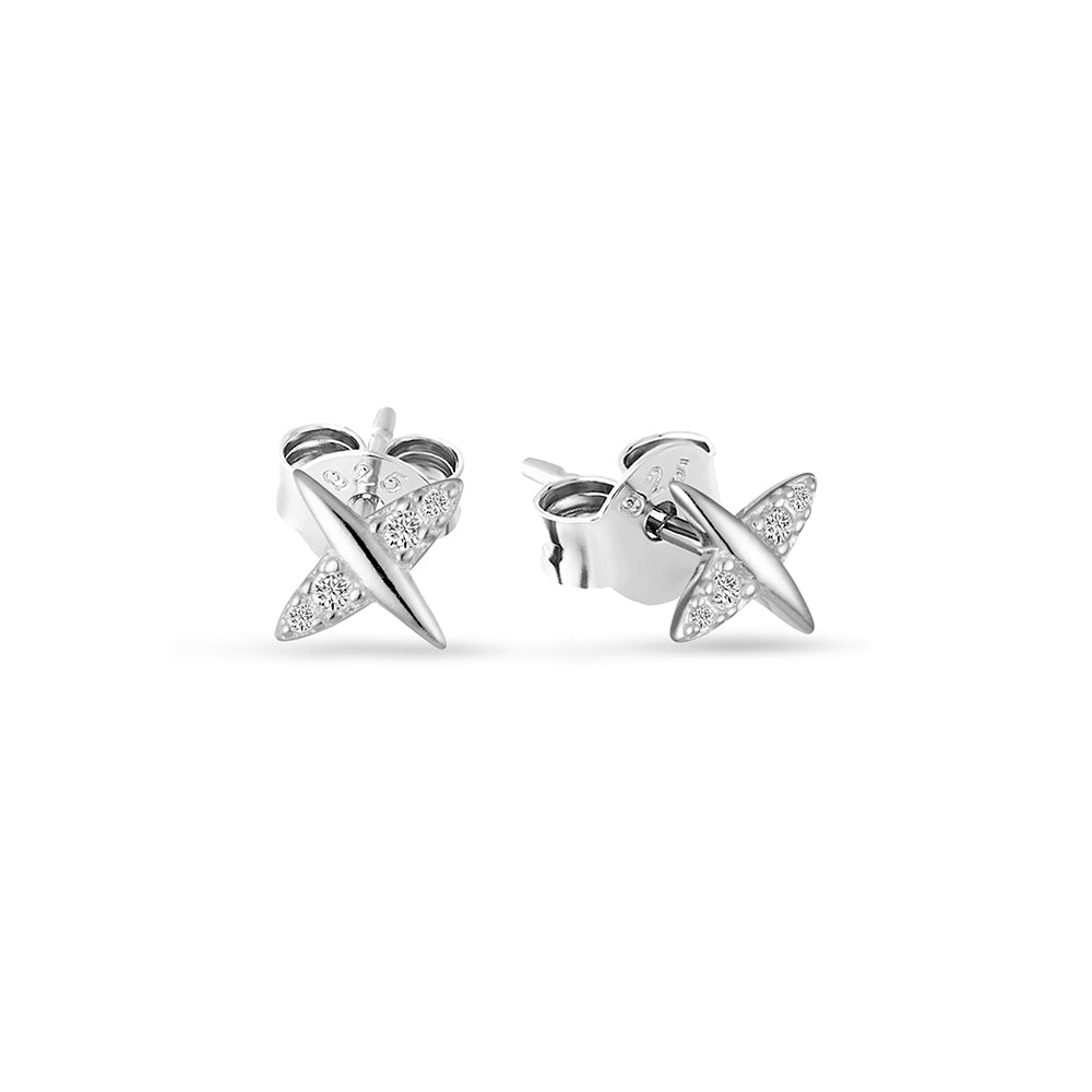 Cross Studs with CZ - 2 colours