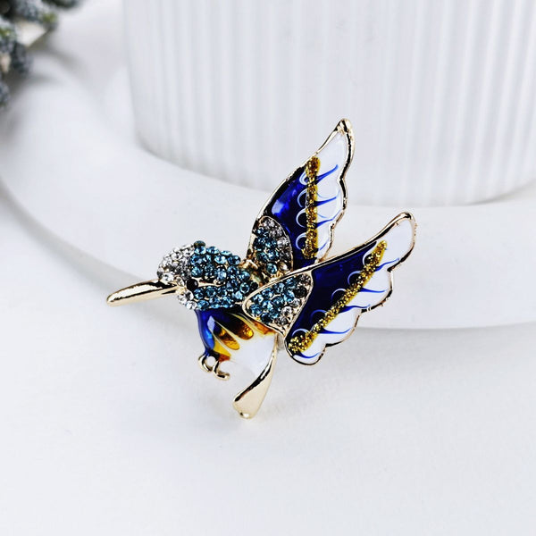 Brooch - Blue Hummingbird