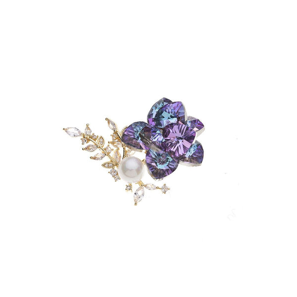 Brooch - Two Colour Crystal Flower