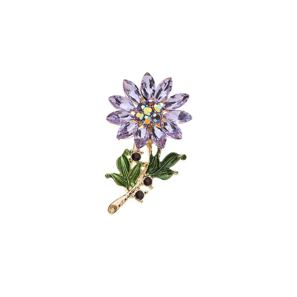 Brooch - Purple Crystal Flower