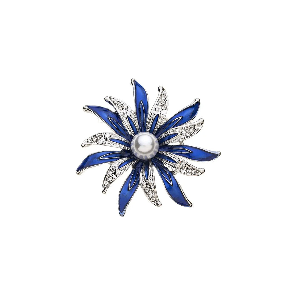 Brooch - Blue Pearl Flower