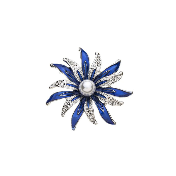Brooch - Blue Pearl Flower