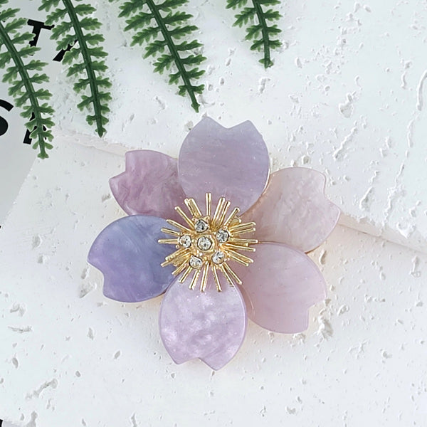 Brooch - Purple Glitter Flower