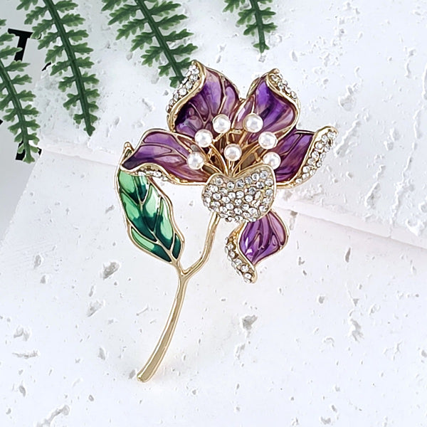 Brooch - Purple Iris Flower Brooch