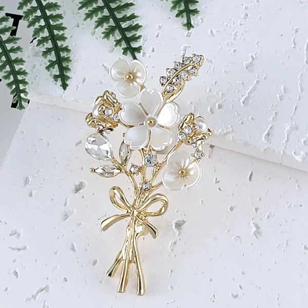 Brooch - Gold Flower Bouquet