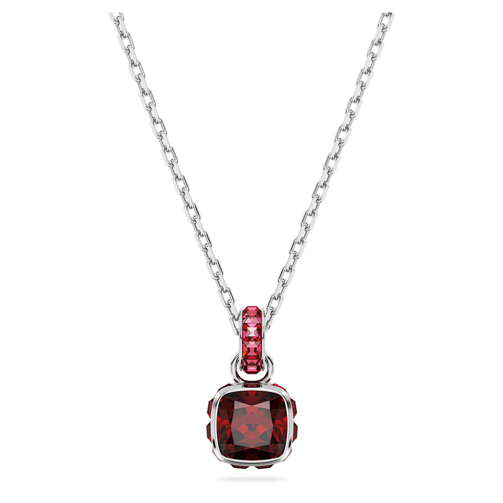 Birthstone pendant Square cut, January, Red