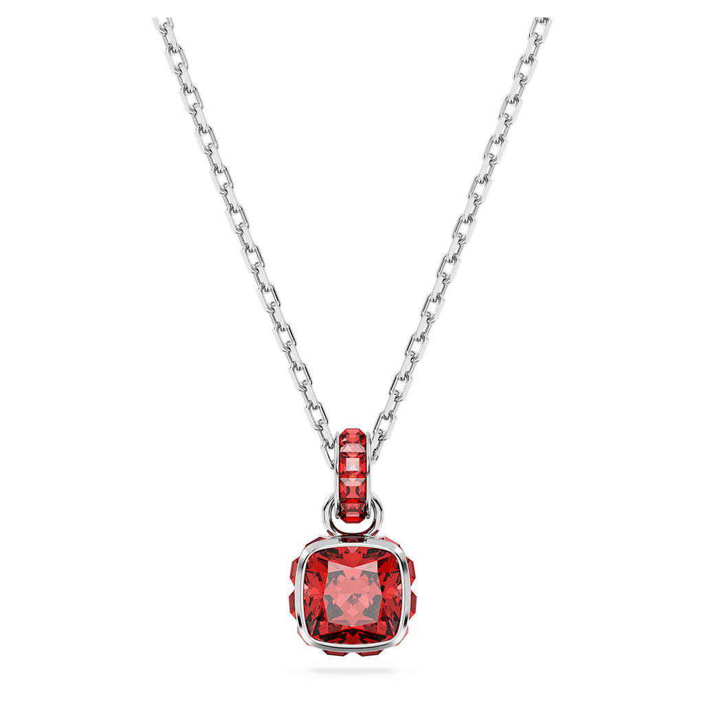 Birthstone pendant Square cut, July, Red