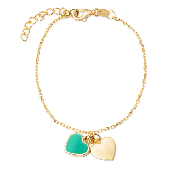 Green Double Heart Gold Bracelet
