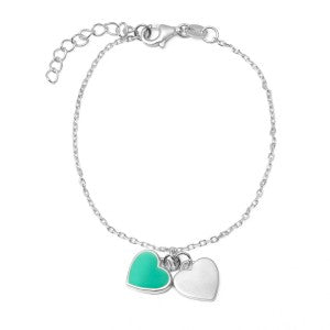 Double Heart Silver Bracelet - 2 colours available