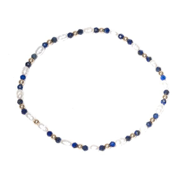 Elastic Bracelet - Lapis and Pearls