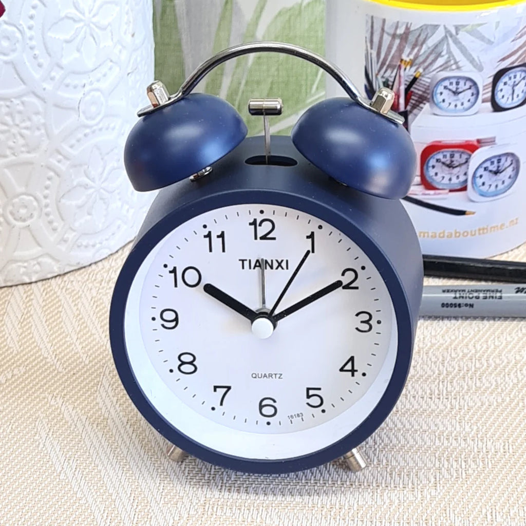 Analog Alarm Bell Clock - Navy