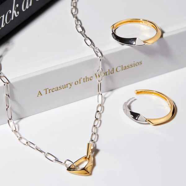 Tough Love - Two Tone Arrow Link Chunky Chain Necklace