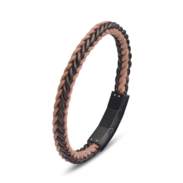Bracelet - Blaze Rustic Leather Bangle w/ S/Steel Clasp