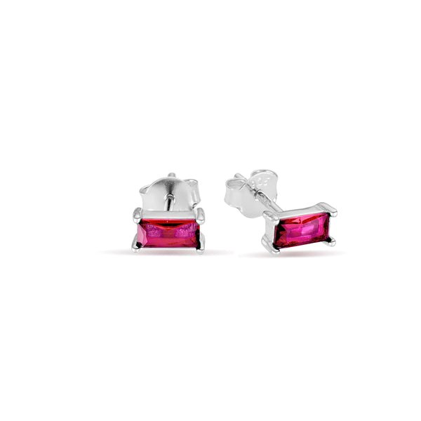 Ruby Pink CZ Baguette Studs