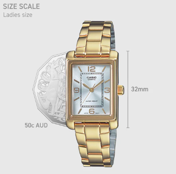 Casio Analogue Gold Plated Stainless Steel Band Watch