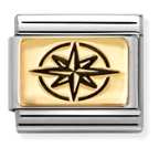 Symbol - Wind Rose with Black Enamel Gold Charm