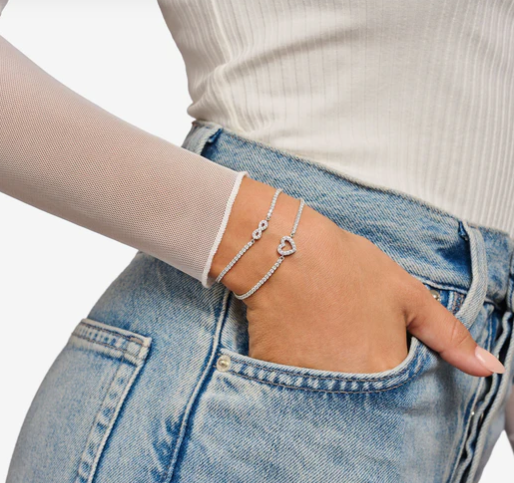 Heart with CZ Silver Tennis Bracelet