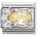 Gemstones - Raised White & Yellow Drop CZ Silver Charm