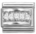 Symbols - Raised White CZ Pave Silver Charm