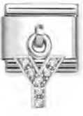 Silver - Letter Y with CZ Dangle Charm
