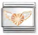 Etched Symbols - Flying Heart Etched Details with White Enamel Rosegold Charm