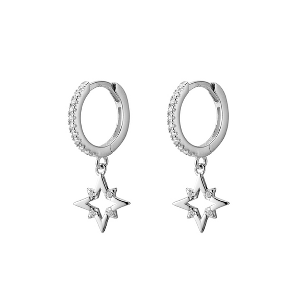 CZ with Star Charm Huggie Earrings - 2 colours