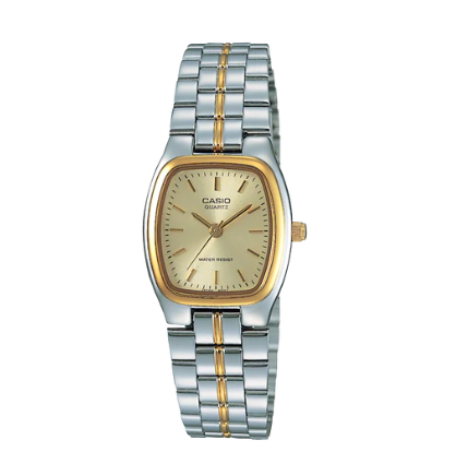 Casio Analogue Gold Face, Silver/Gold Stainless Steel Band Watch