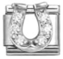Good Luck - Raised Danish Horseshoe with CZ Silver Charm