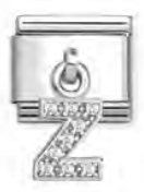 Silver - Letter Z with CZ Dangle Charm