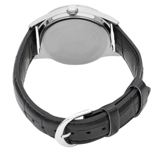 Casio Analogue White Face, Black Leather Band Watch
